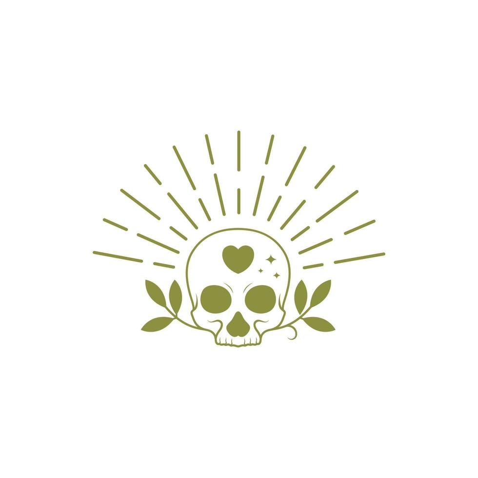 natura cranio sunburst logo design vettore