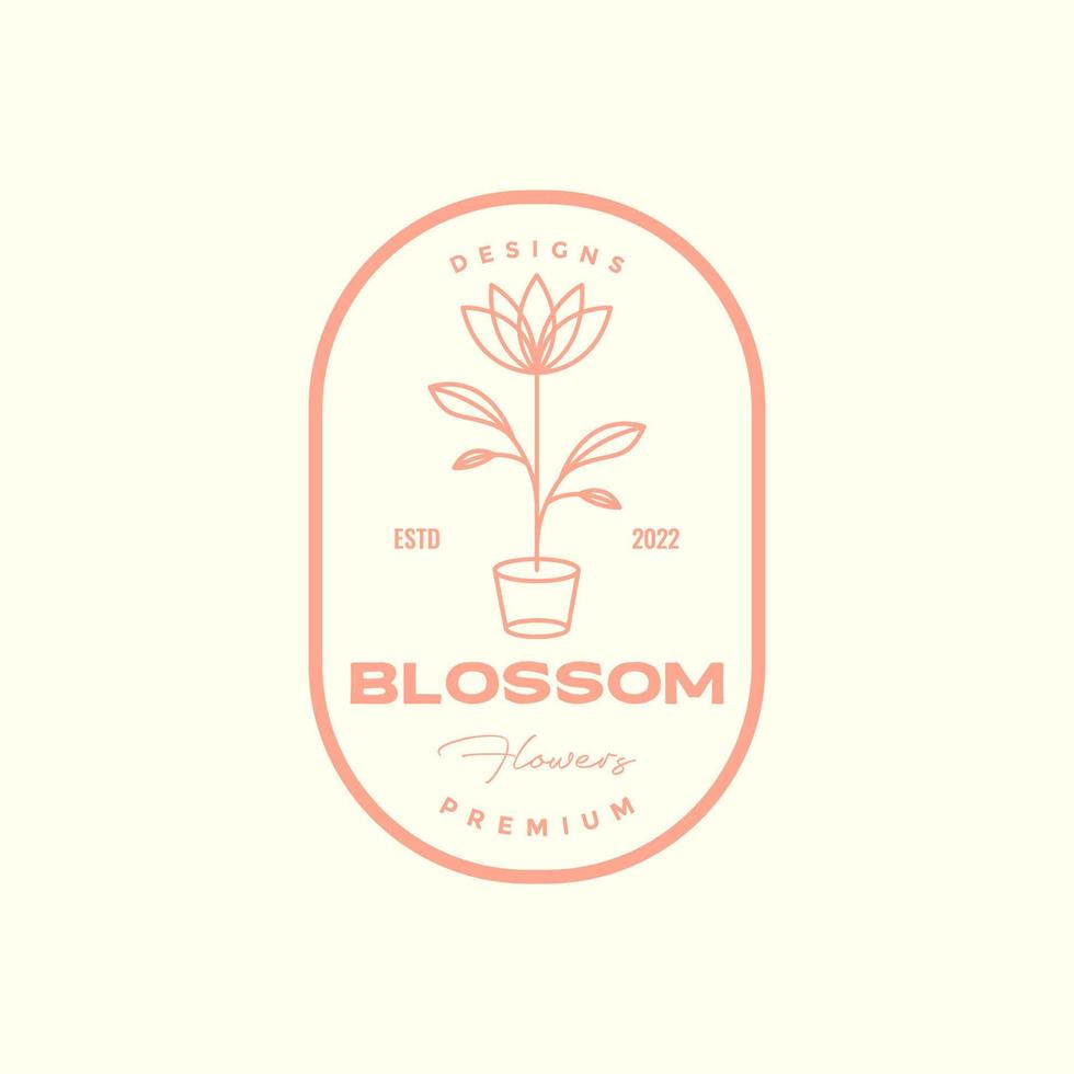 fioritura fiori linea distintivo logo design vettore