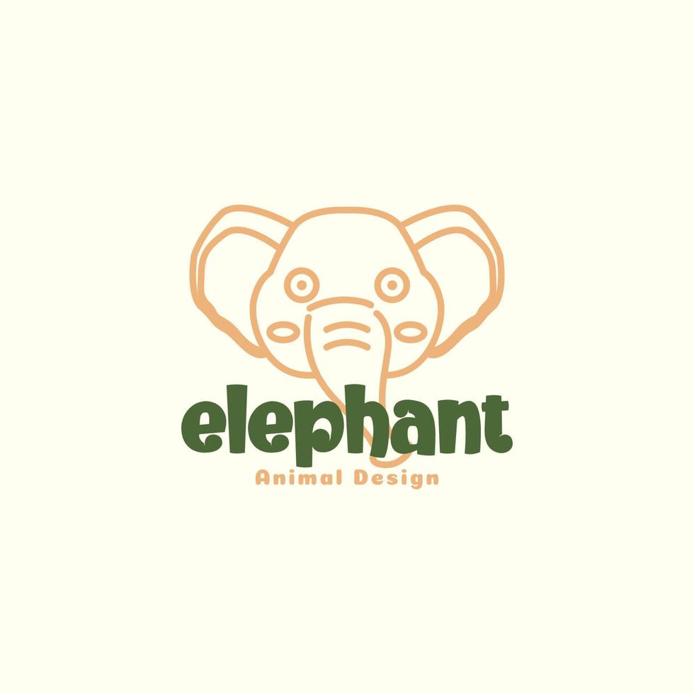 viso carino elefante bambini logo vettore