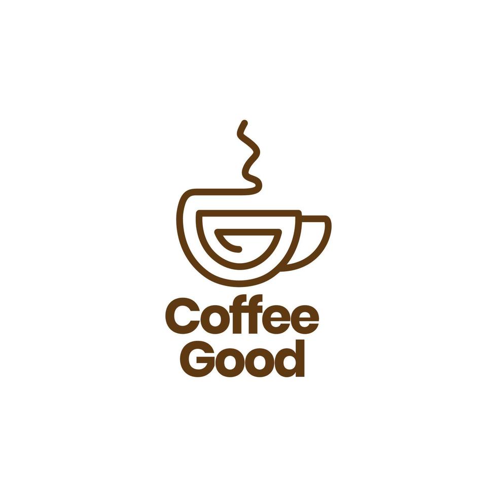 continuo linea caldo caffè tazza logo design vettore