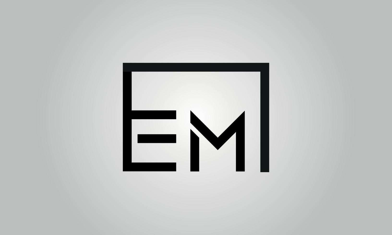 lettera em logo design. em logo con piazza forma nel nero colori vettore gratuito vettore modello.