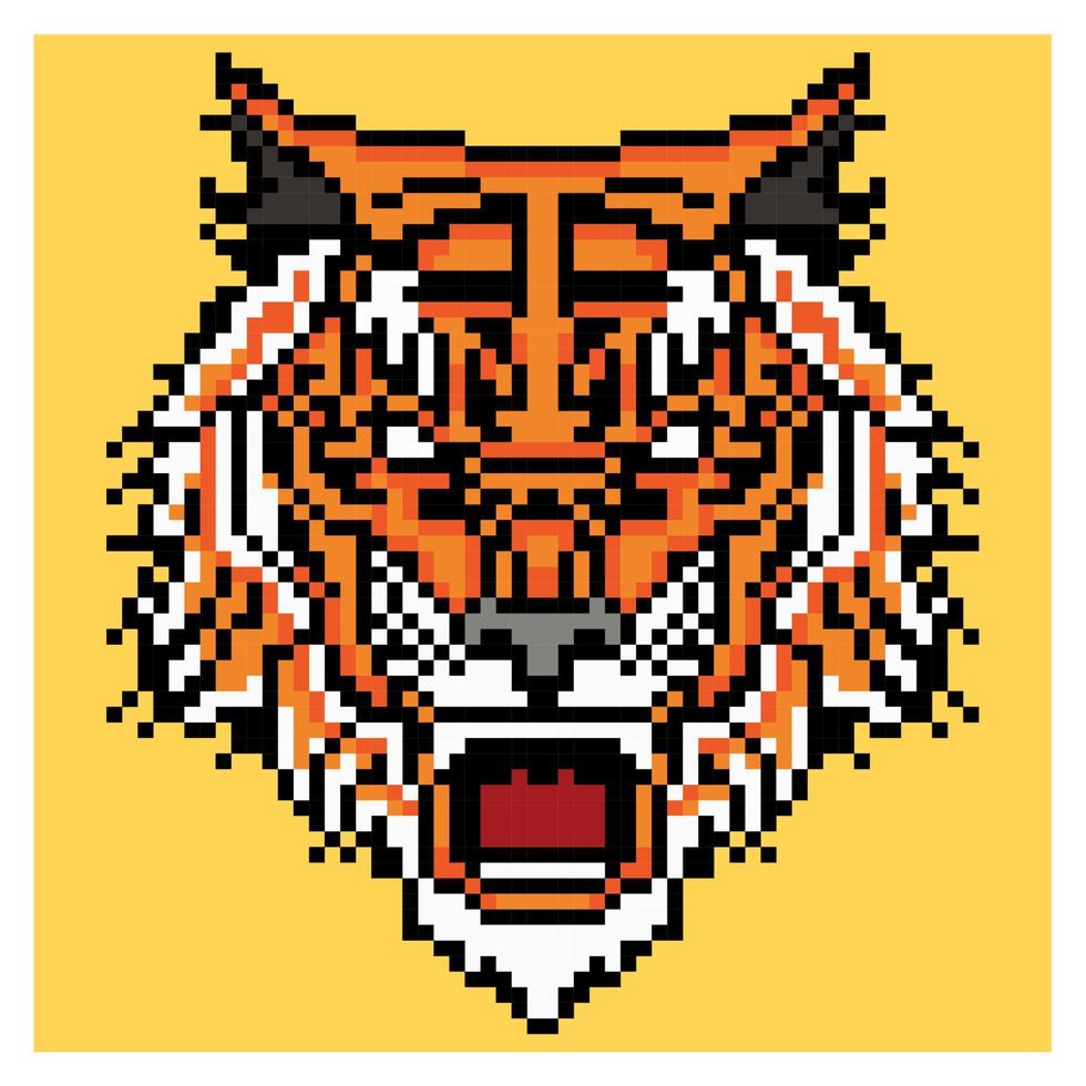 tigre viso pixel arte vettore