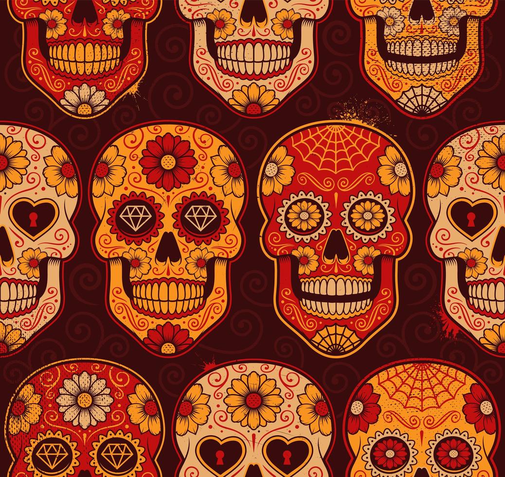 teschi di calavera seamless pattern vettore