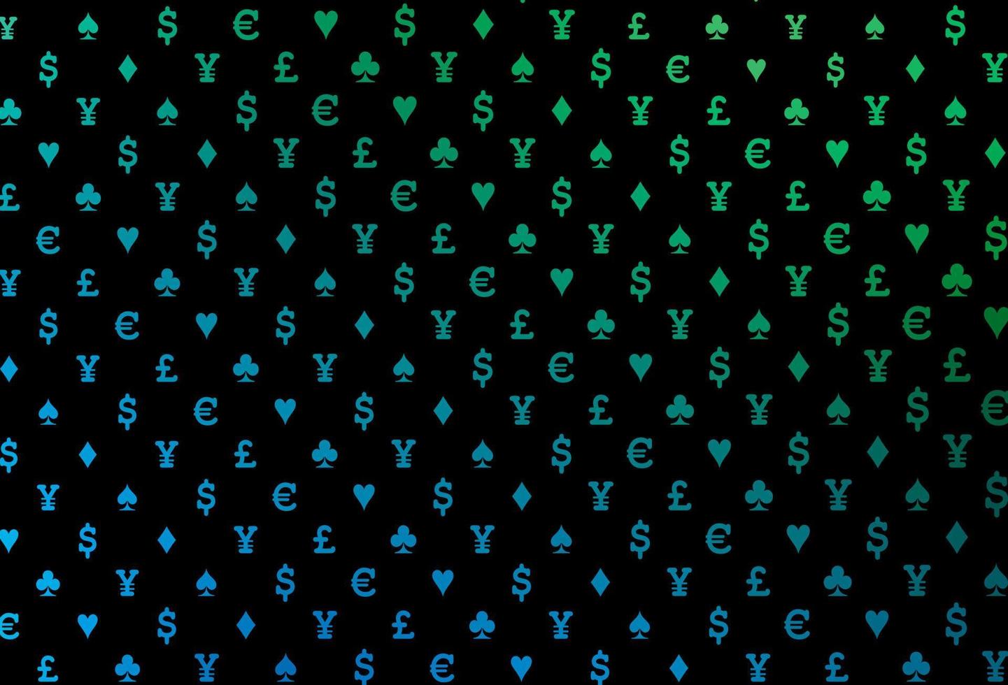 sfondo vettoriale blu scuro, verde con segni di carte.