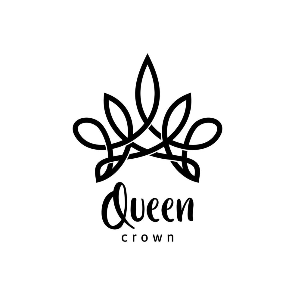 semplice monoline corona Regina reale logo vettore design