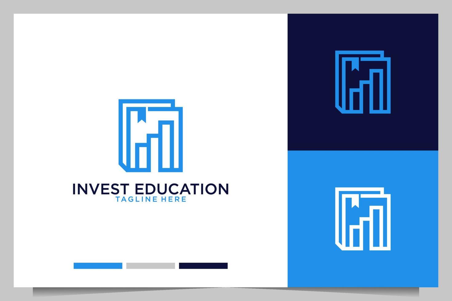 investimento formazione scolastica con libro logo design vettore