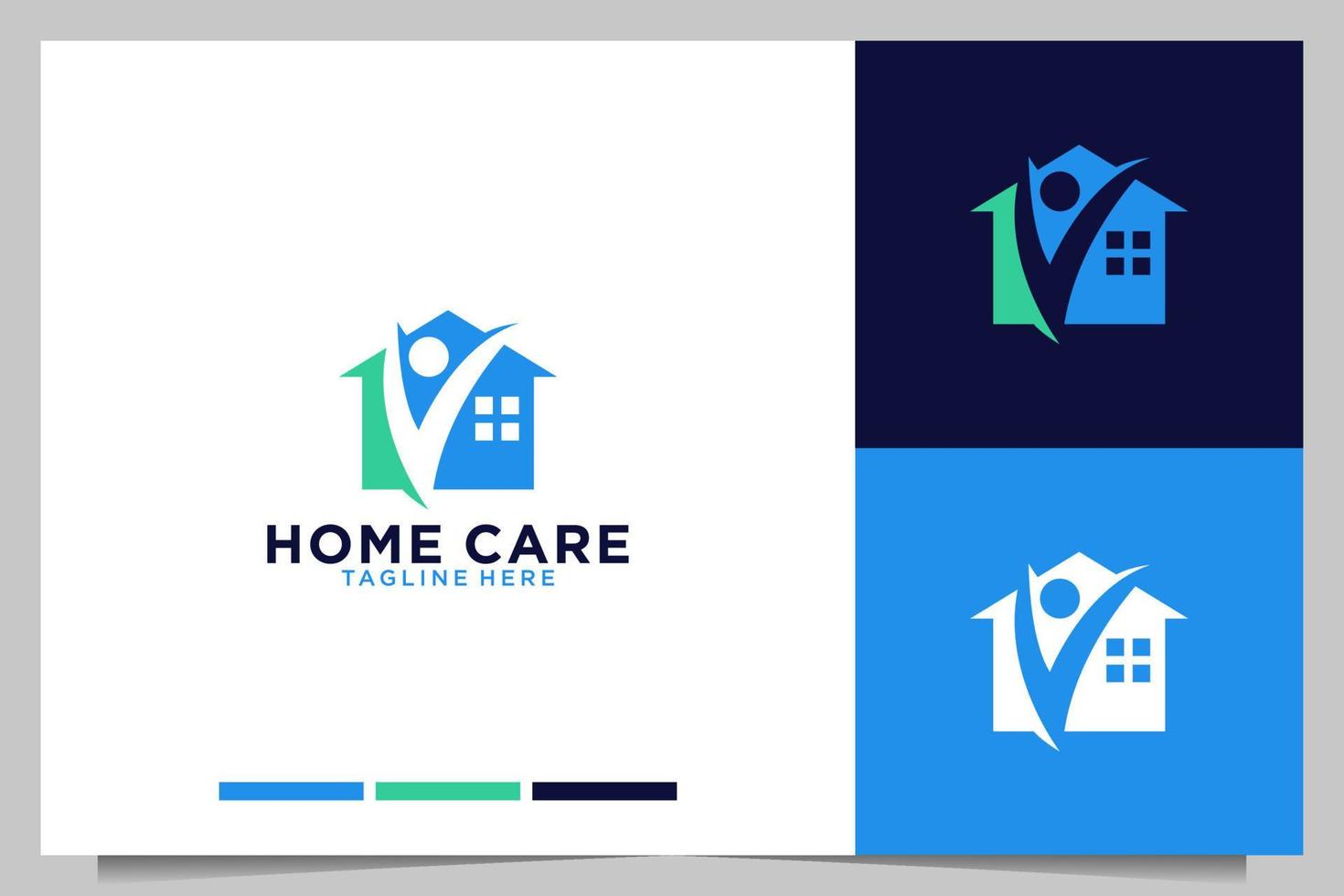 casa cura con persone logo design vettore