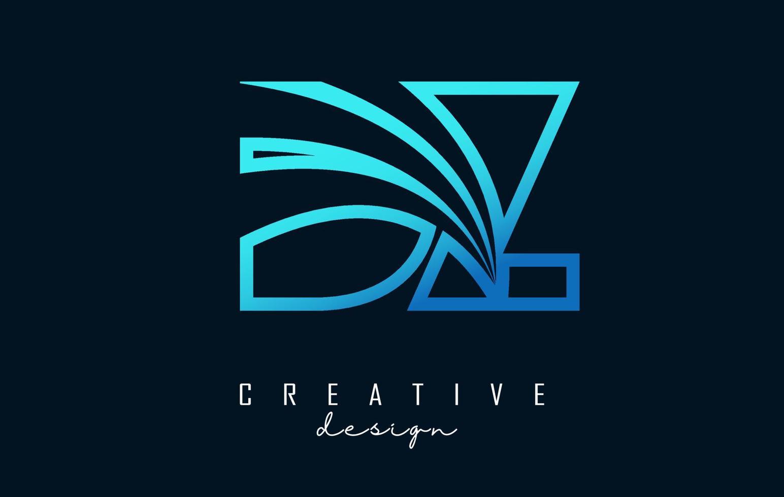 schema blu lettere dz d z logo con principale Linee e strada concetto design. lettere con geometrico design. vettore