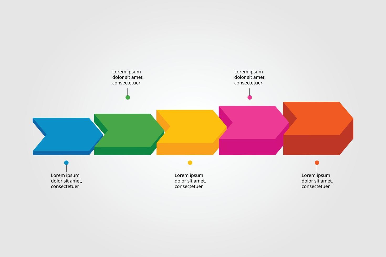 modello di freccia di linea per infografica per la presentazione per 5 elementi vettore