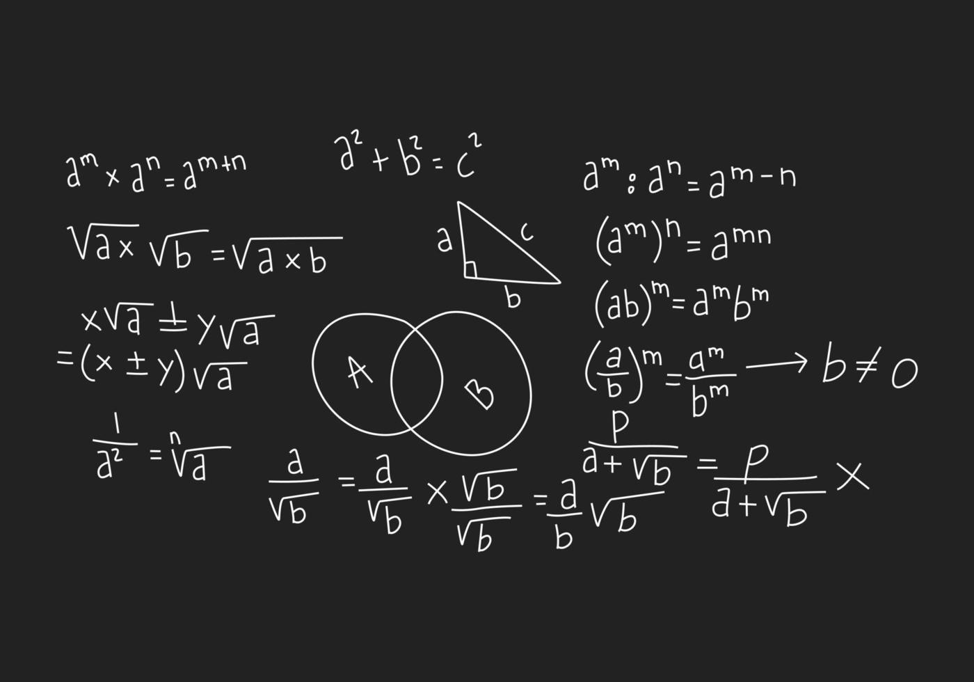 illustrazione realistica del fondo della lavagna di matematica vettore