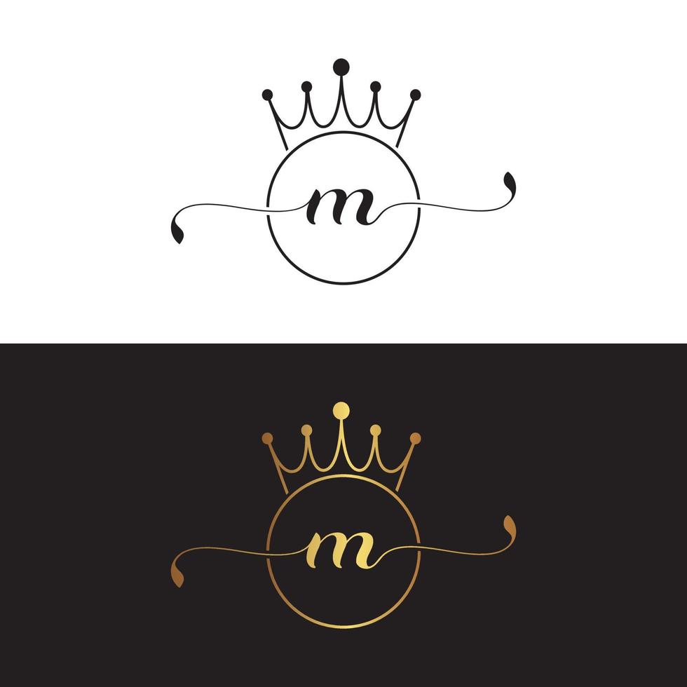 m lettera corona logo design vettore