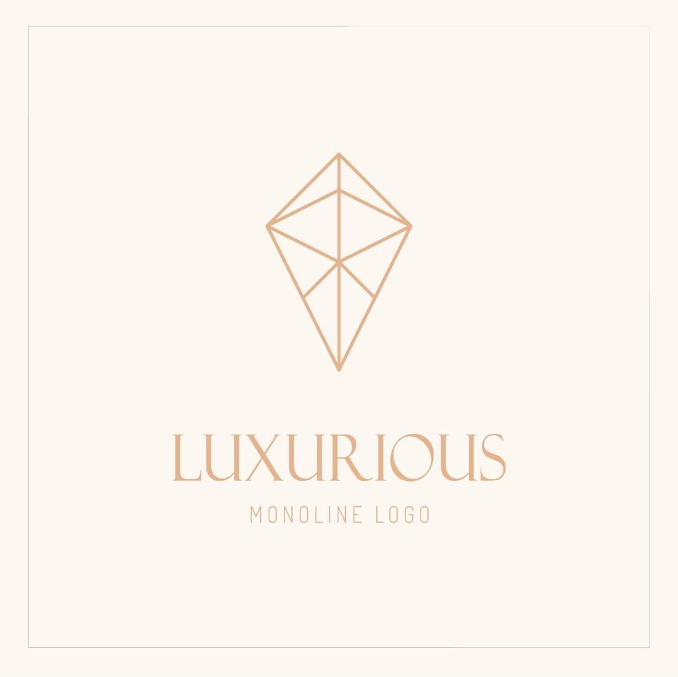 linea arte diamante logo vettore design. astratto monoline diamante emblema, disegni concetto. geometria diamante logo icona vettore modello