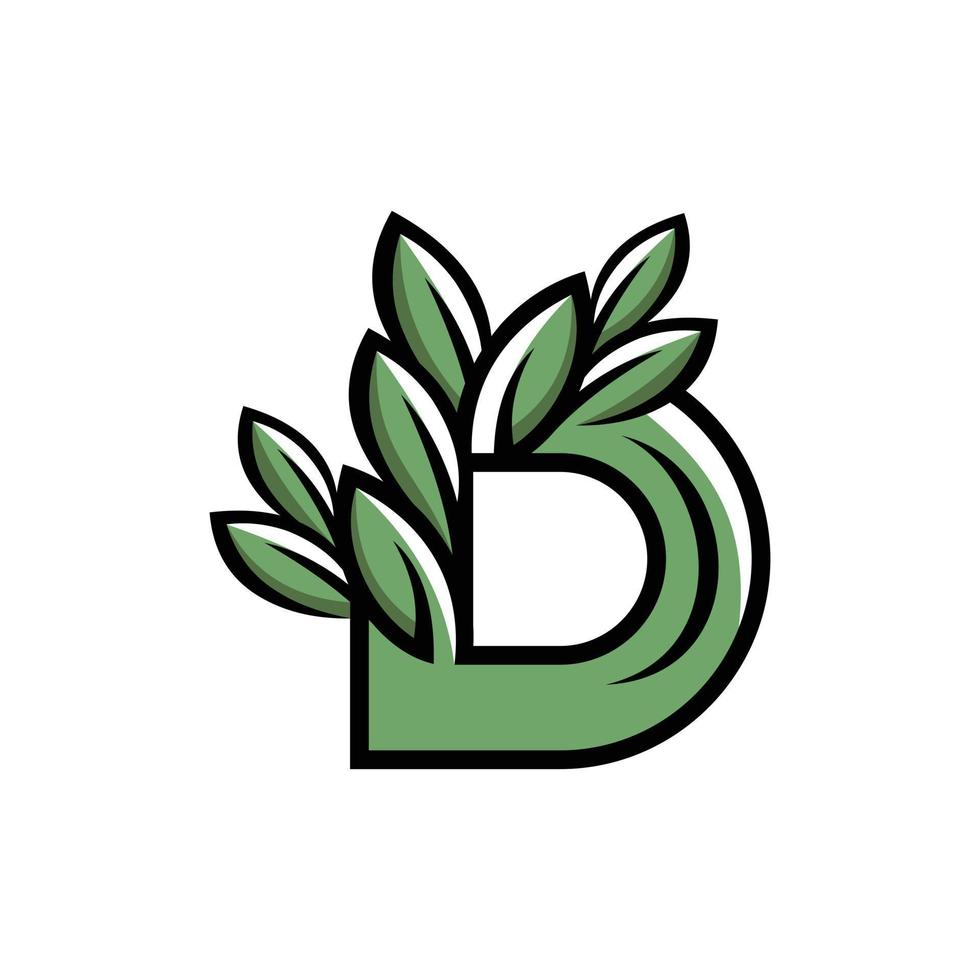 lettera d foglia natura ecologia moderno logo vettore