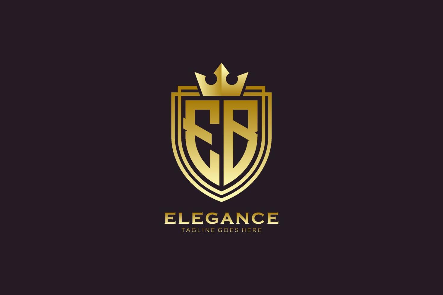 iniziale eb elegante lusso monogramma logo o distintivo modello con pergamene e reale corona - Perfetto per lussuoso il branding progetti vettore