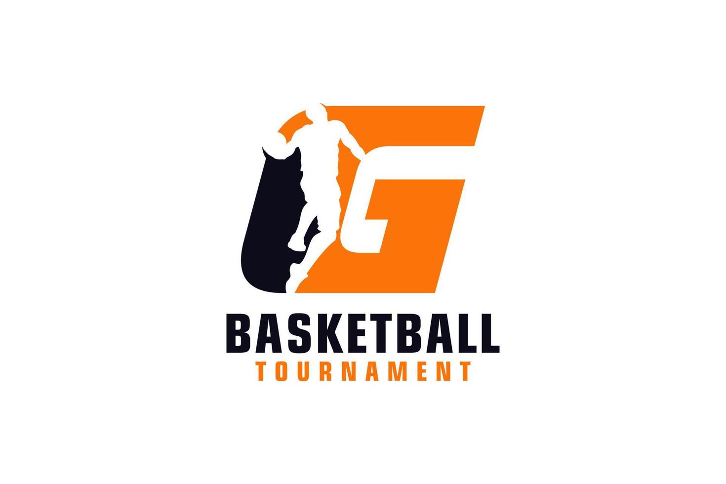 lettera g con logo di basket. elementi del modello di progettazione vettoriale per la squadra sportiva o l'identità aziendale.