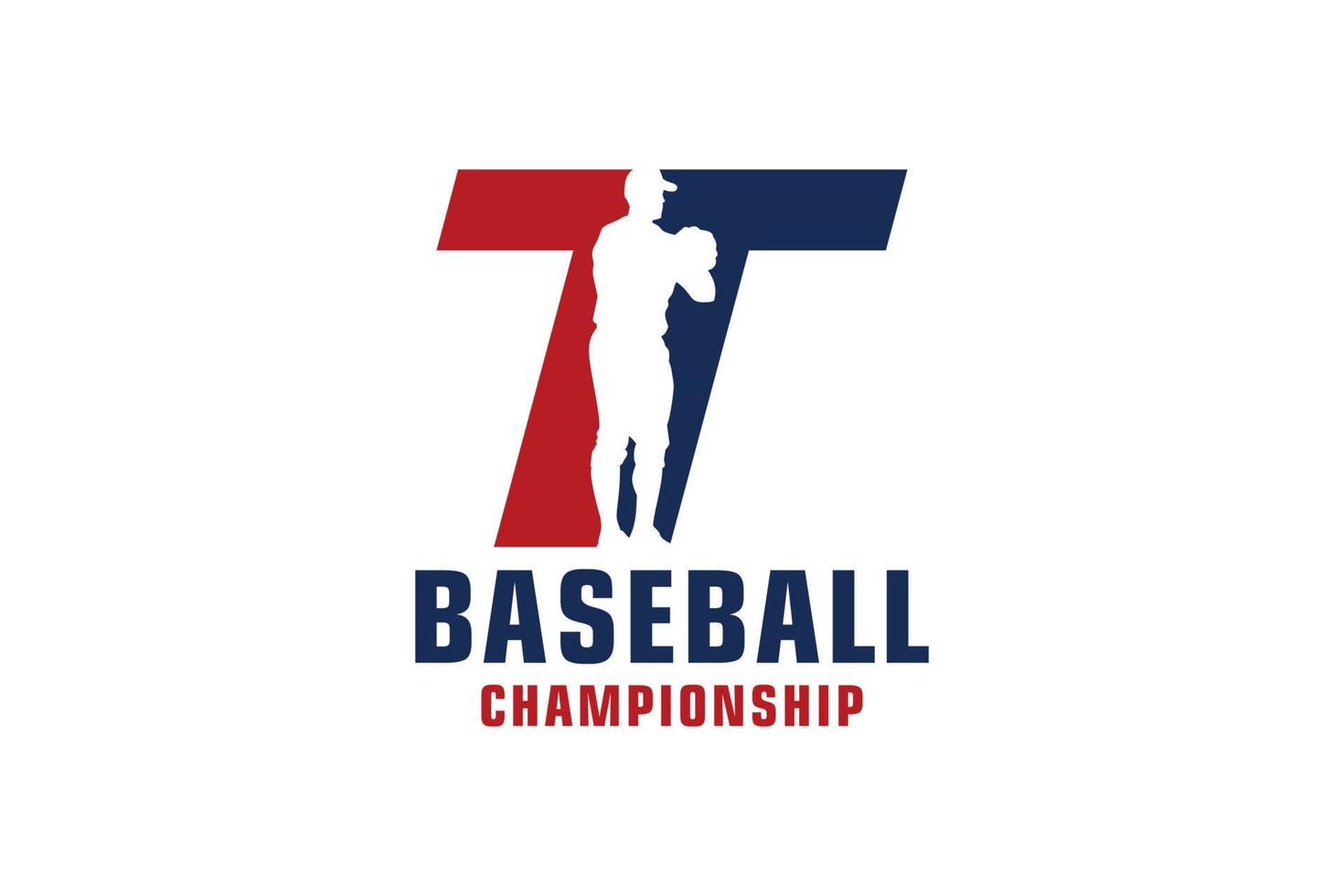 lettera t con logo da baseball. elementi del modello di progettazione vettoriale per la squadra sportiva o l'identità aziendale.