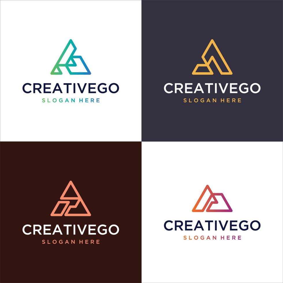 insieme di grafica vettoriale di un modello di progettazione del logo iniziale