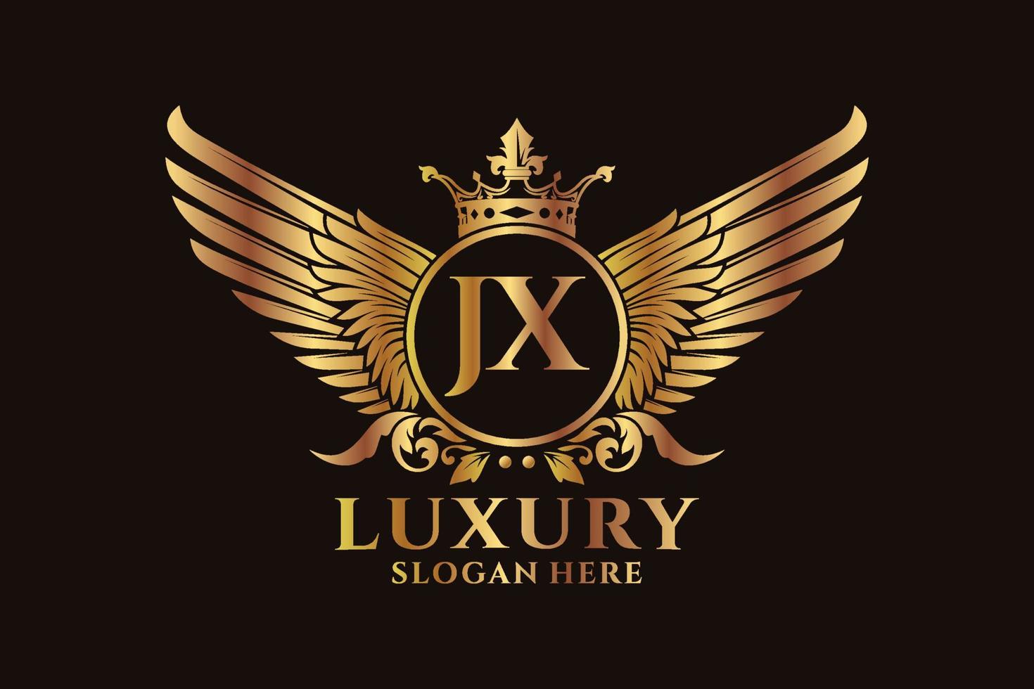 lusso reale ala lettera jx cresta oro colore logo vettore, vittoria logo, cresta logo, ala logo, vettore logo modello.