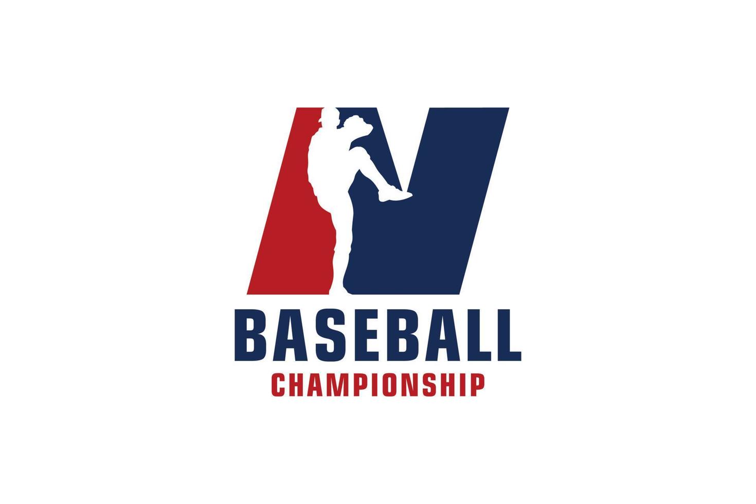 lettera n con logo da baseball. elementi del modello di progettazione vettoriale per la squadra sportiva o l'identità aziendale.