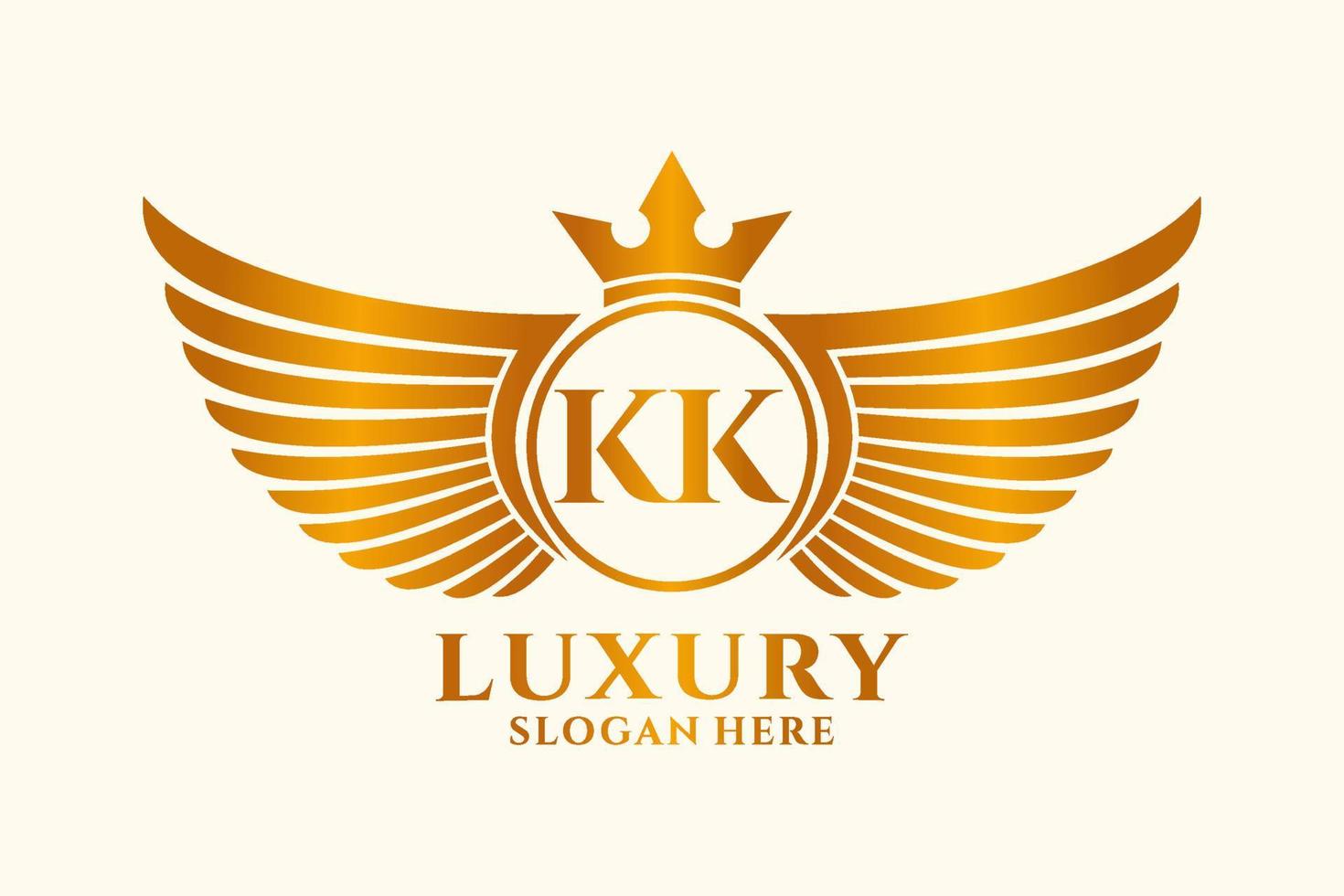 lusso reale ala lettera kk cresta oro colore logo vettore, vittoria logo, cresta logo, ala logo, vettore logo modello.