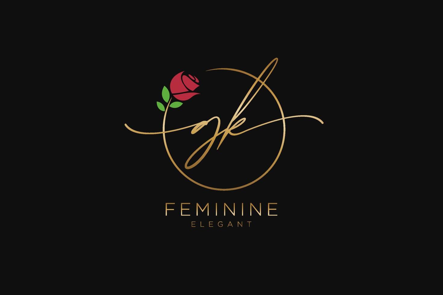 iniziale gk femminile logo bellezza monogramma e elegante logo disegno, grafia logo di iniziale firma, nozze, moda, floreale e botanico con creativo modello. vettore