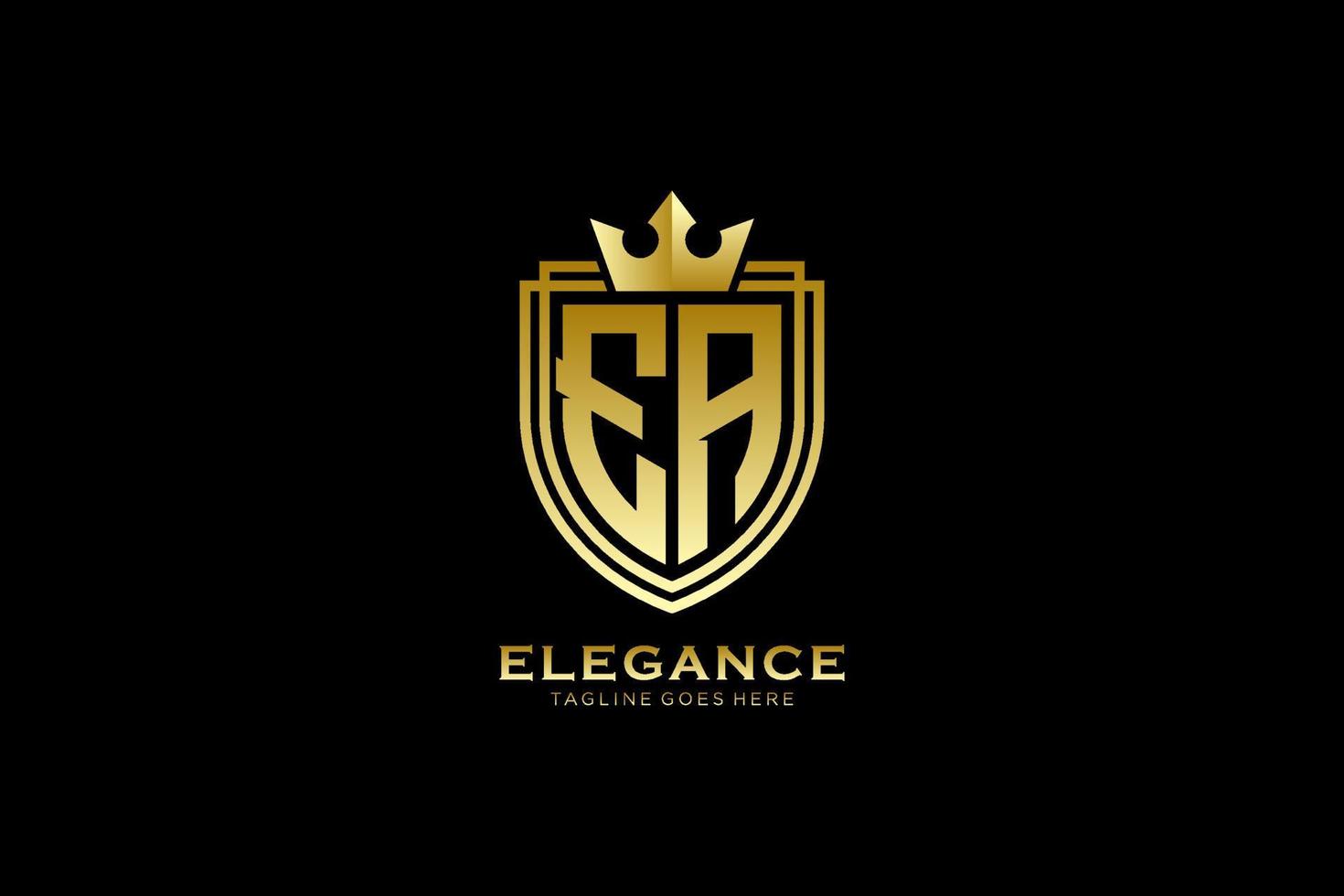 iniziale ea elegante lusso monogramma logo o distintivo modello con pergamene e reale corona - Perfetto per lussuoso il branding progetti vettore