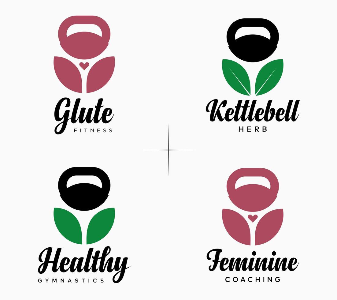 kettlebell fitness Palestra donna studio salutare attività corpo sottile formazione logo design vettore