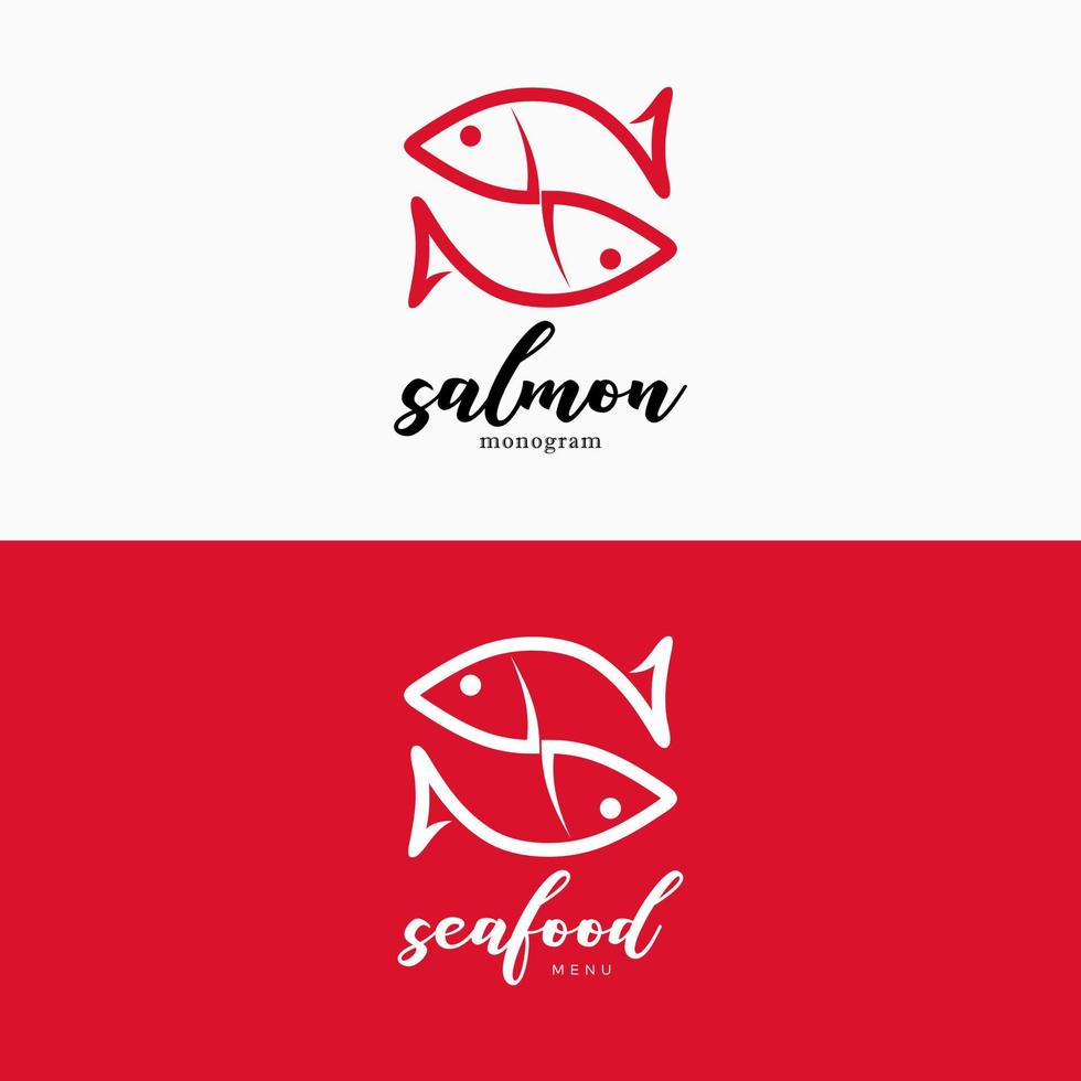 salmone pesce frutti di mare ristorante menù. lettera S alfabeto monogramma capitale emblema modello vettore