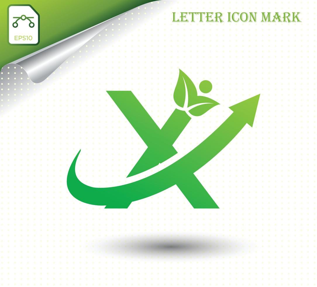 naturale lettera X con eco logo design modello vettore