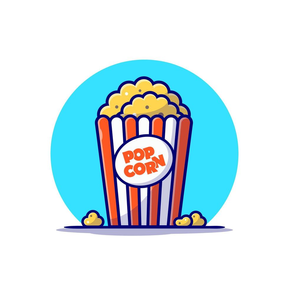 Popcorn, 3d bicchieri e biglietto cartone animato vettore icona illustrazione. cibo arte icona concetto isolato premio vettore. piatto cartone animato stile