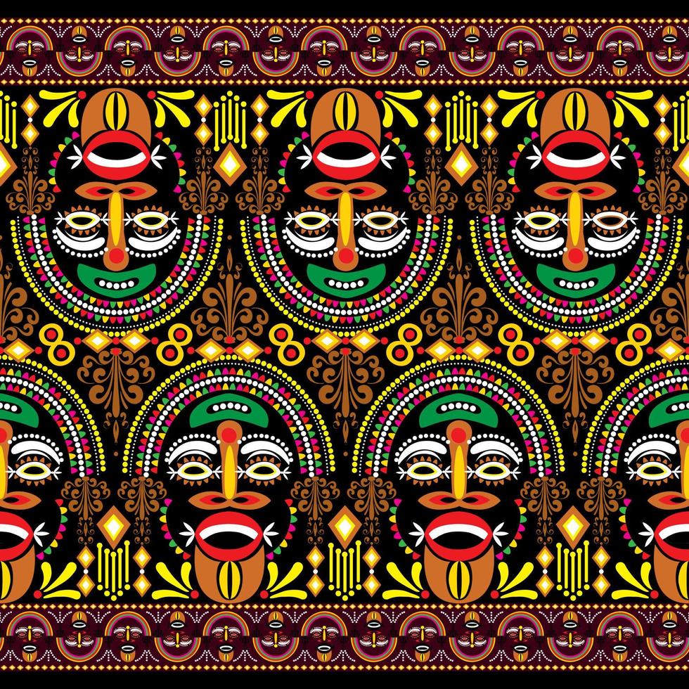 orientale senza soluzione di continuità sfondo design per sfondo, tappeto, vestiario, avvolgere, batik, tessuto, modello vettore illustrazione. volontà moda tribù viso forma ricamo