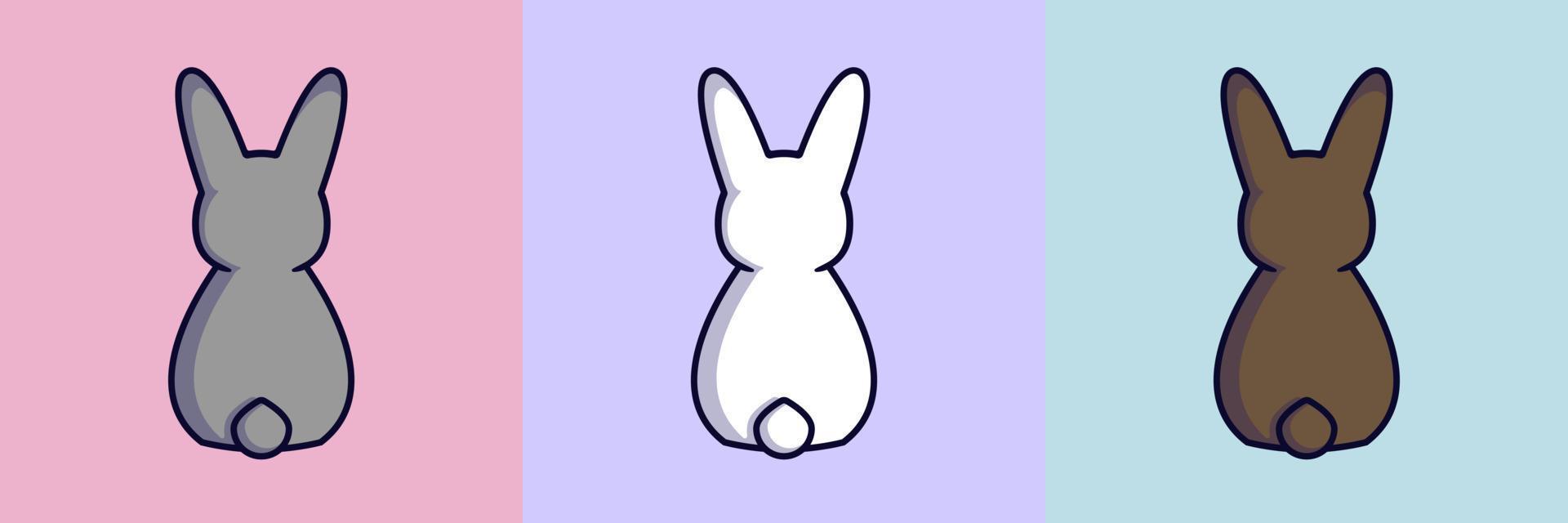 impostato di tre conigli. bianca coniglio. grigio coniglio. Marrone coniglio. Pasqua coniglietti vettore