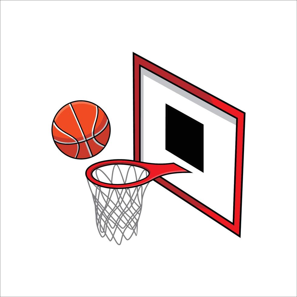 pallacanestro attrezzatura vettore illustrazione. palla e netto cartello e simbolo.