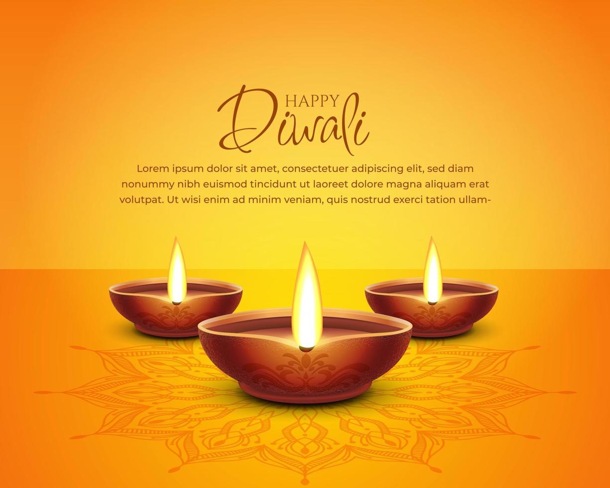 contento Diwali Festival sfondo con olio lampade per sociale media coperchio, striscione, saluto carta. vettore modello