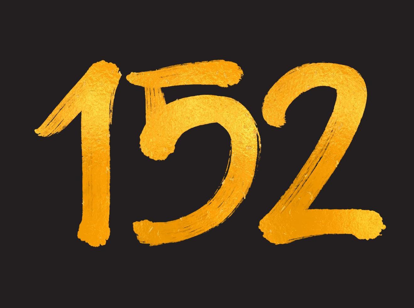 152 numero logo vettore illustrazione, 152 anni anniversario celebrazione vettore modello, 152° compleanno, oro lettering numeri spazzola disegno mano disegnato schizzo, numero logo design per Stampa, t camicia