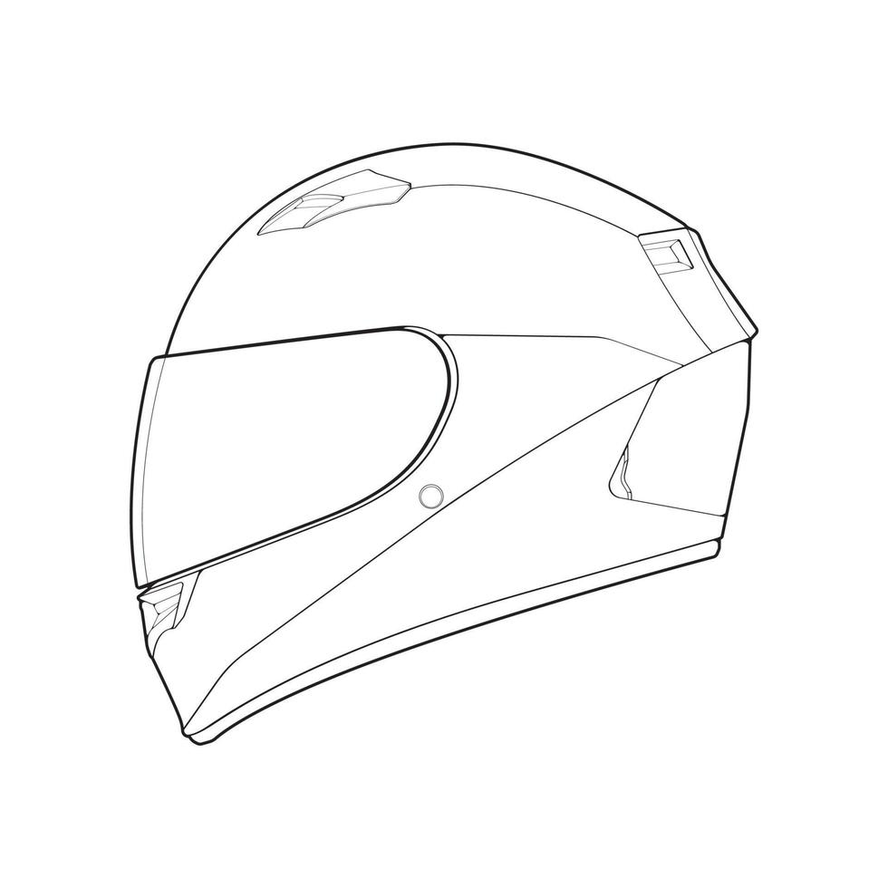 modello casco pieno viso, linea arte casco vettore illustrazione, linea arte vettore, casco vettore