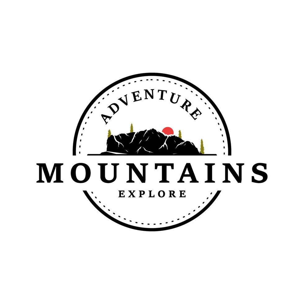 vettore montagna e all'aperto avventure logo