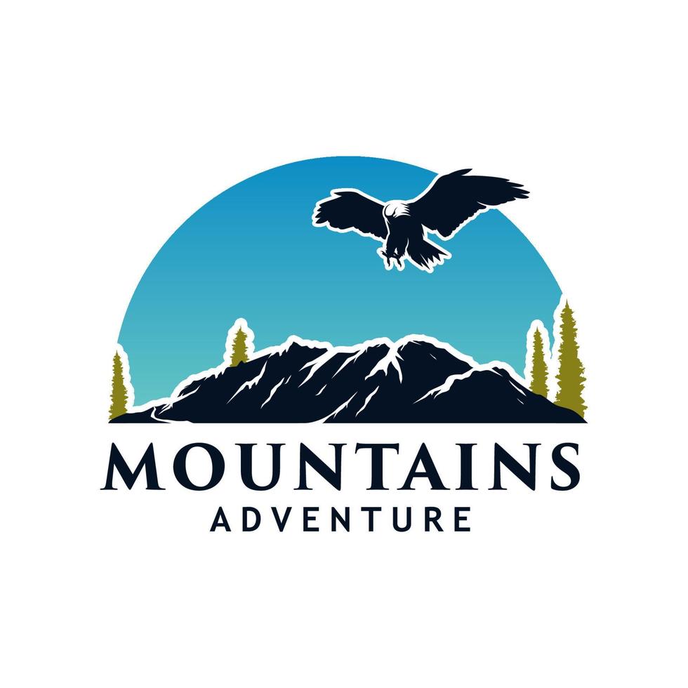 vettore montagna e all'aperto avventure logo