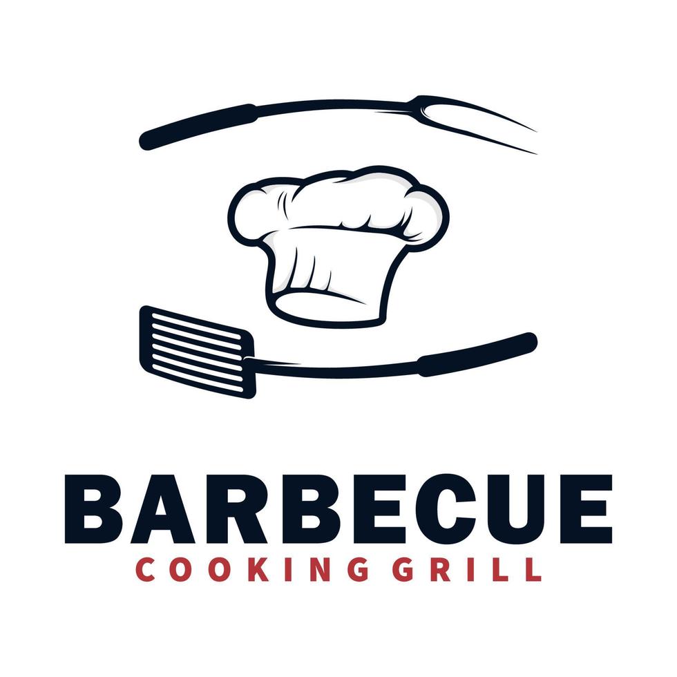 barbecue griglia cucinando logo design vettore