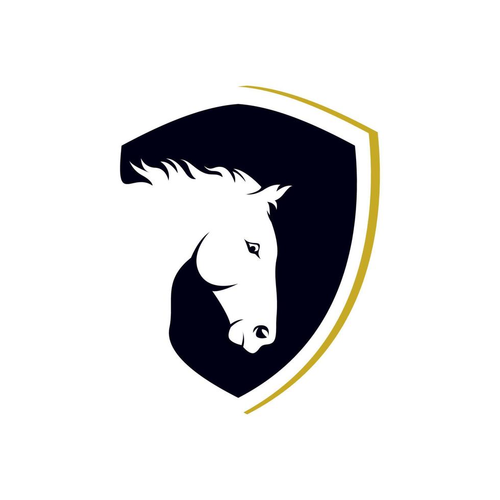 cavallo scudo logo design modello vettore