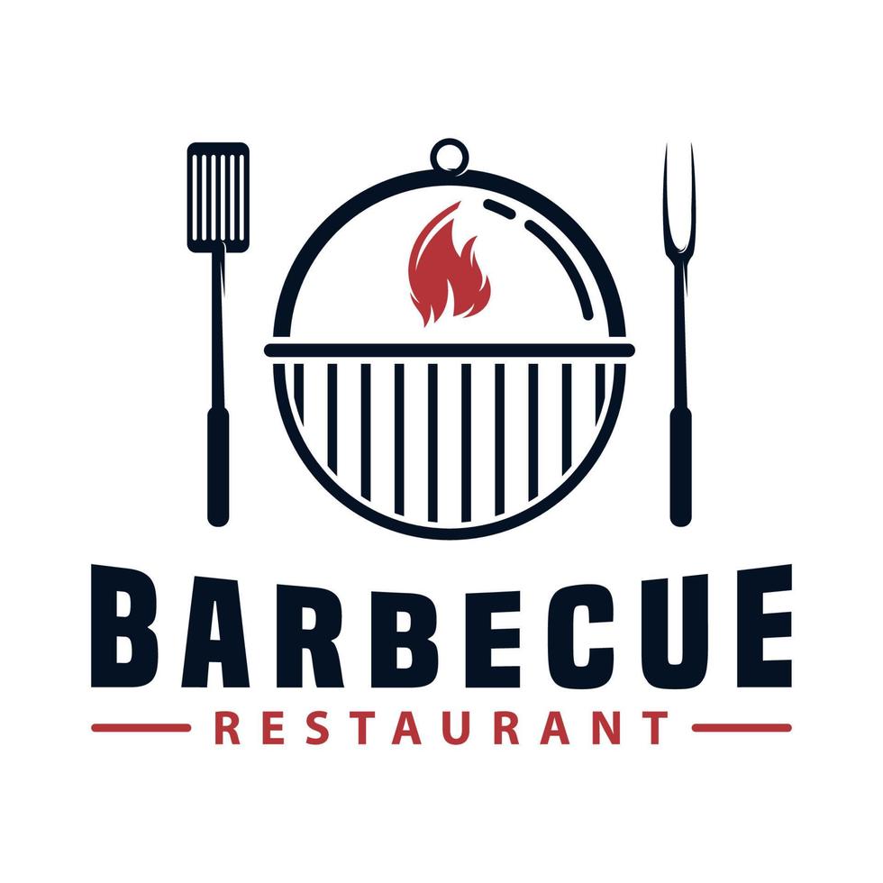 barbecue griglia ristorante logo design vettore