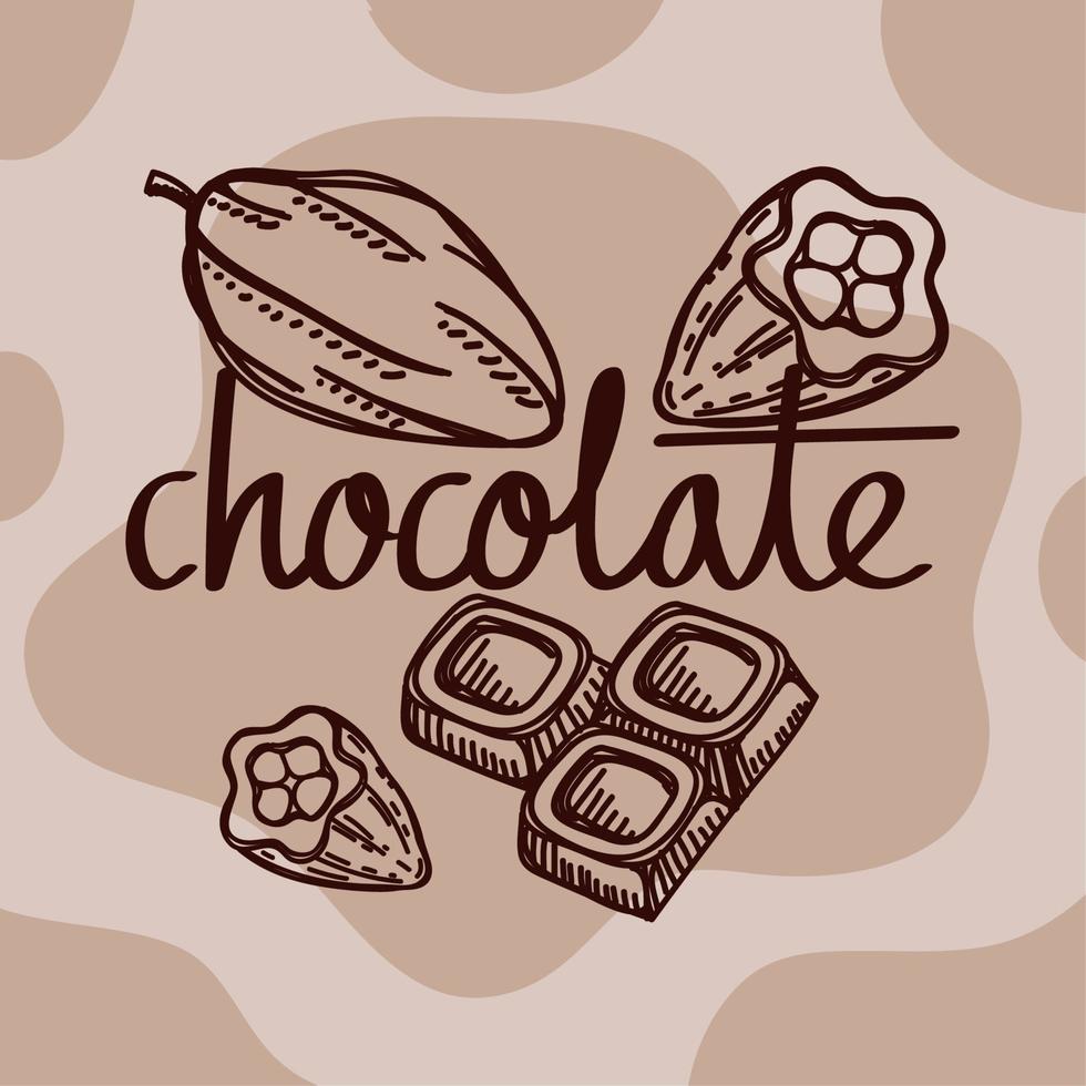 cioccolato lettering e prodotti vettore