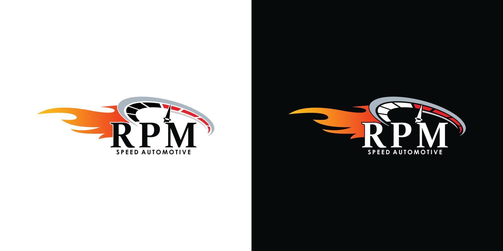 velocità rpm logo design per settore automobilistico con creativo concetto premio vettore