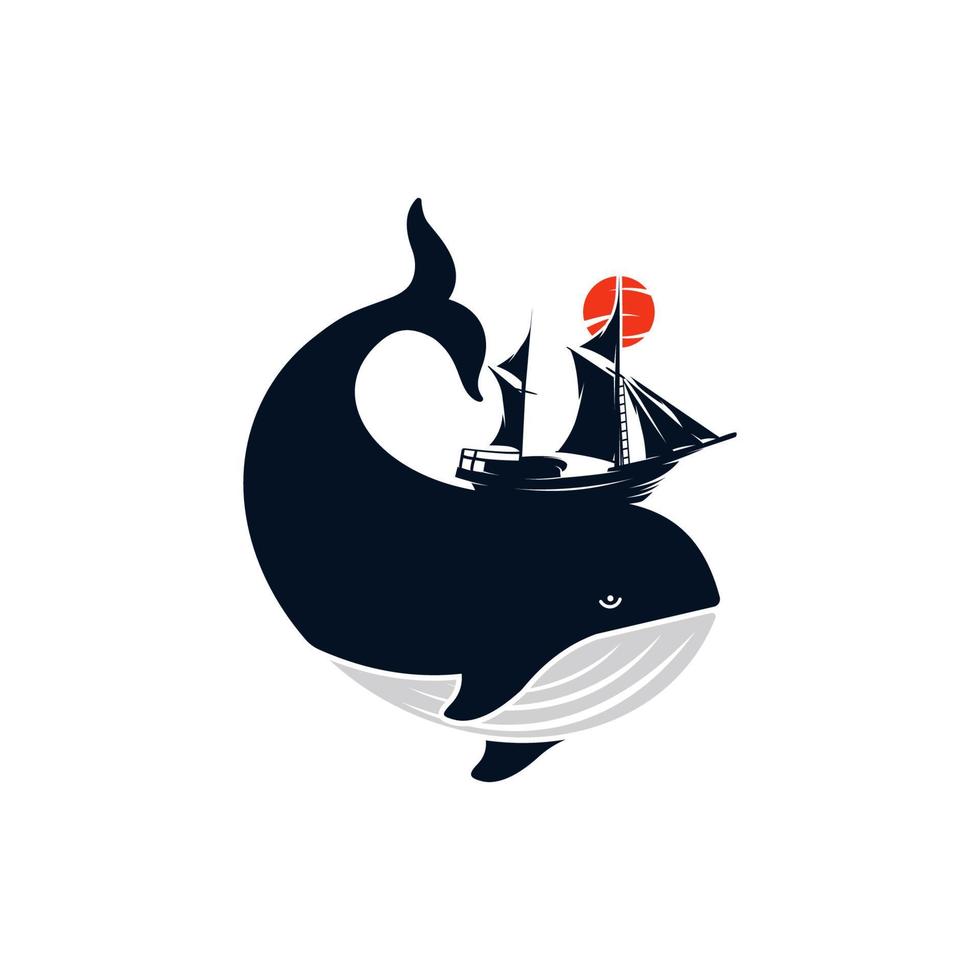 andare in barca balena barca logo design vettore