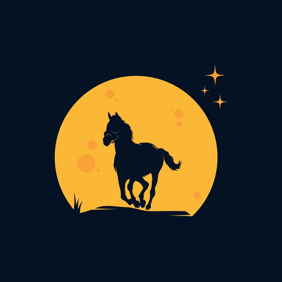 cavallo nel il Luna logo modello vettore illustrazione design