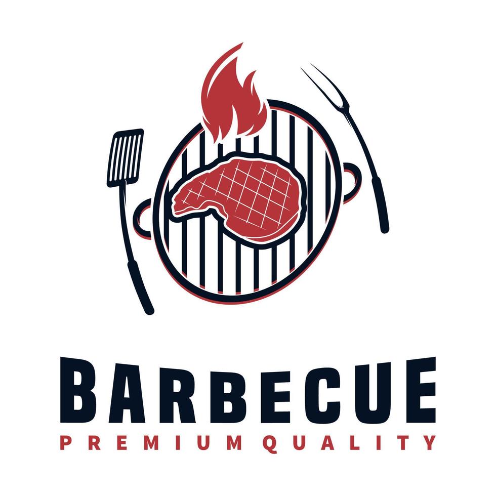 barbecue griglia festa logo design vettore