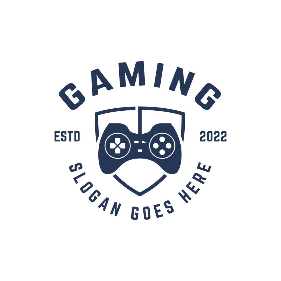 gioco gioco esport logo disegno, telecomando da gioco controllore tastiera e scudo vettore icona simbolo