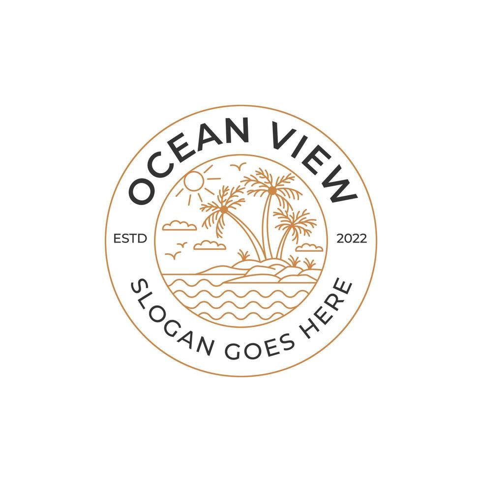 Vintage ▾ retrò distintivo oceano Surf logo di spiaggia palma per vacanza, estate illustrazione vettore