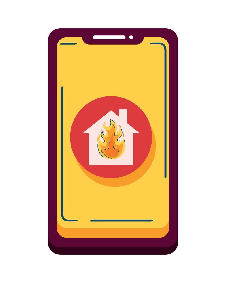 Casa a fuoco nel smartphone vettore