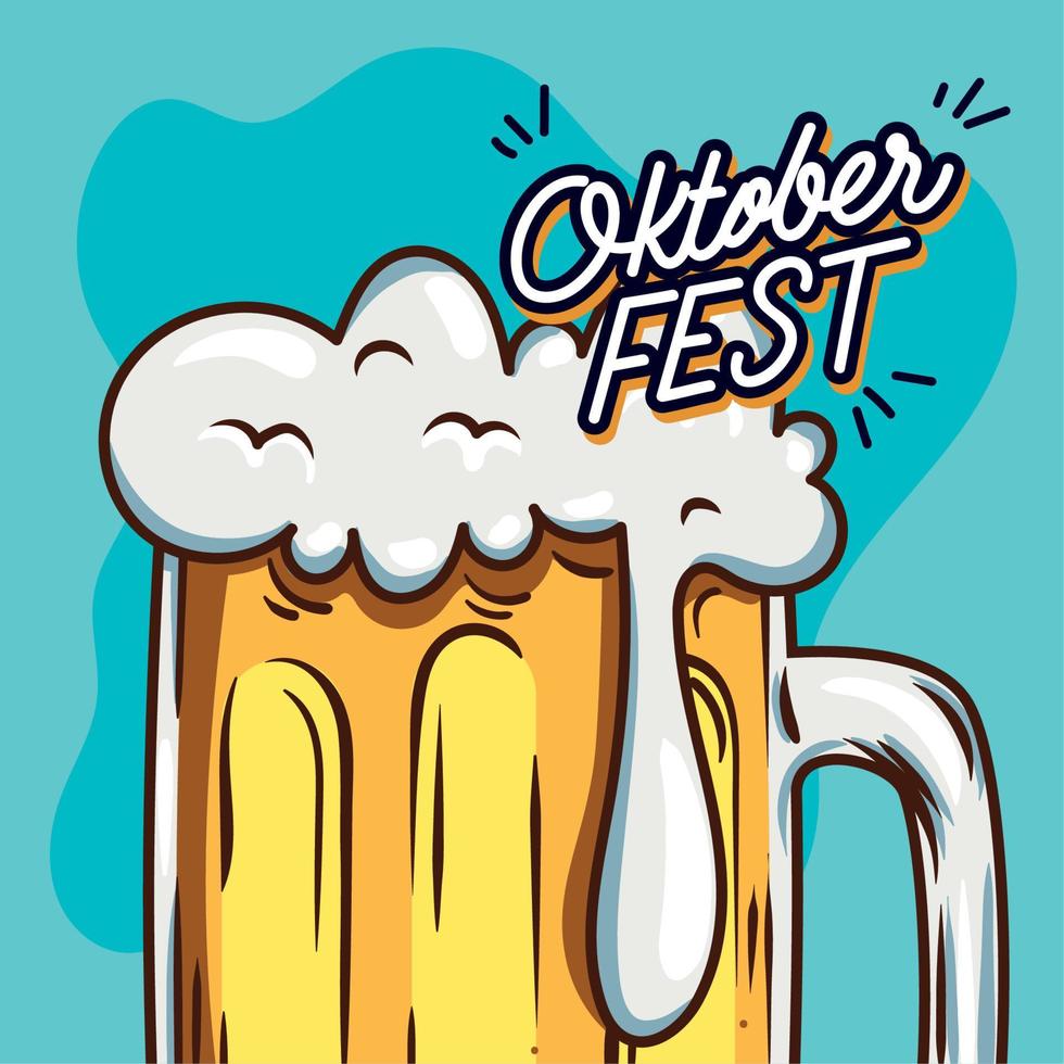 Oktober fest lettering con vaso vettore